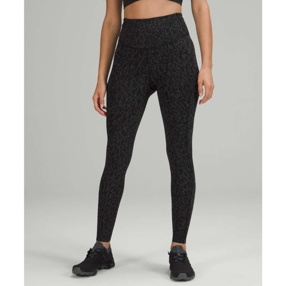 Lululemon Base Pace HR Running Tight Leggins Leopard Camo Deep Coal Size 2